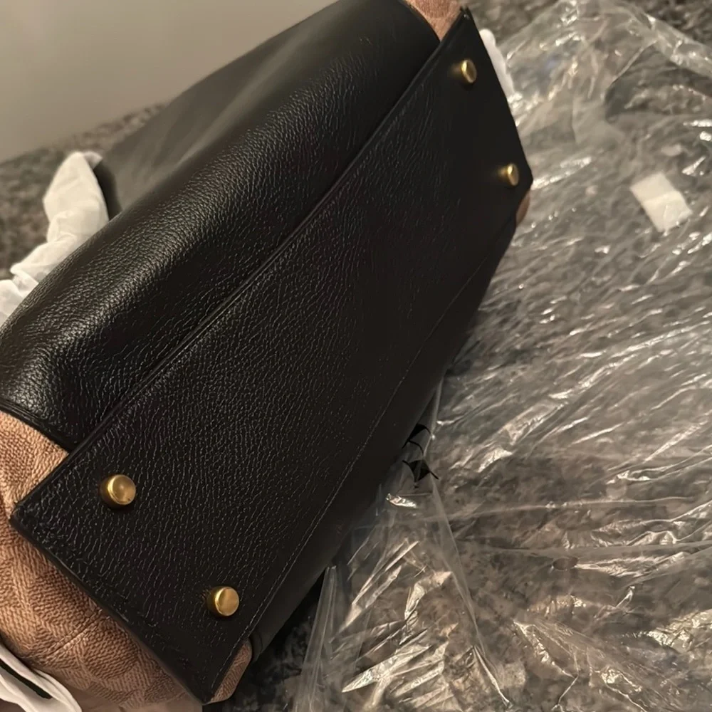 Coach Black leather and coated canvas Brown Women's Bag NWT - Picture 9 of 15